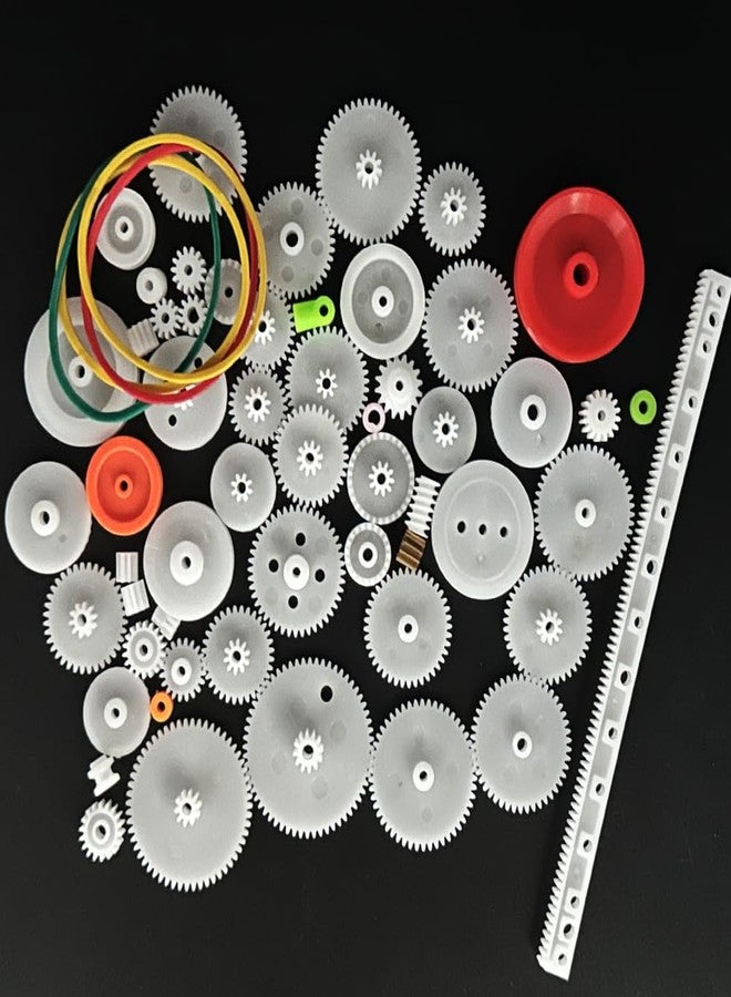 URIMPAVIDO 60PCS Small Gear Kit Plastic Gears Belt Pulley Single Gear Spindle Gear Small Motor Gears for DC Motor RC Car Robot Model Toy DIY Gear Replacement - Image 5